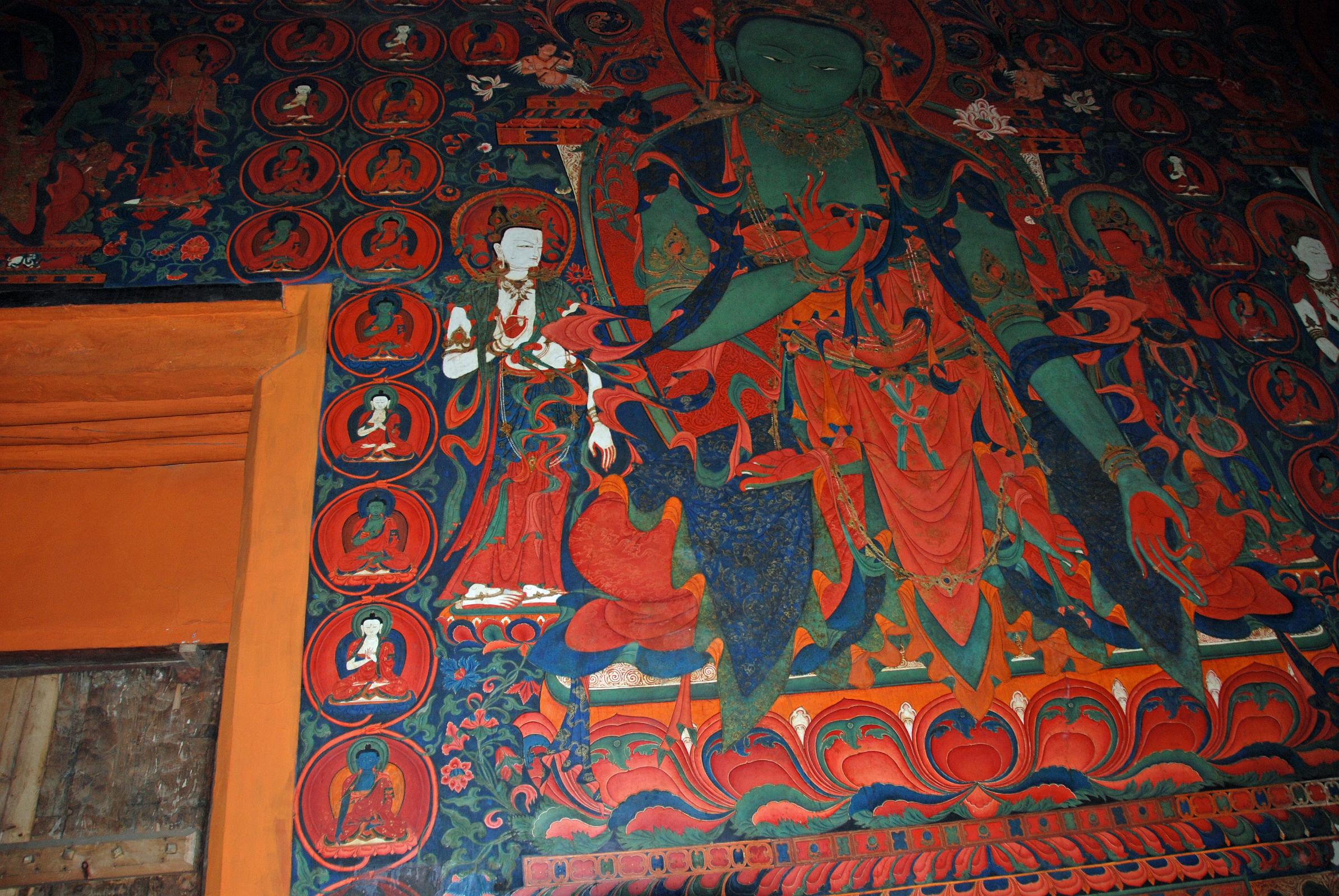 Mustang Lo Manthang Thubchen 06-1 Main Assembly Hall Painting Of Amoghasiddhi To Right Of Door